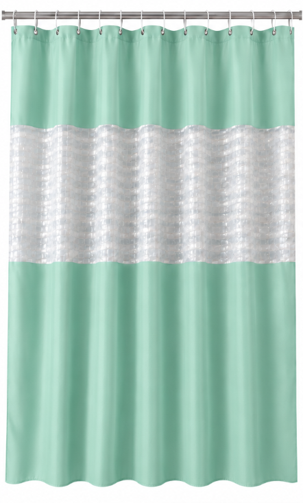 Perdea de dus PEVA 180 x 180 cm VERDE cu transparent